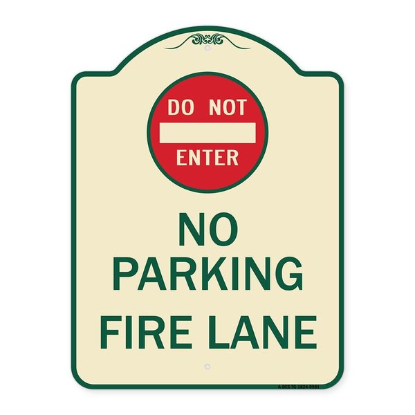 Signmission Designer Series-Do Not Enter No Parking Fire Lane With Graphic, 24" x 18", TG-1824-9981 A-DES-TG-1824-9981